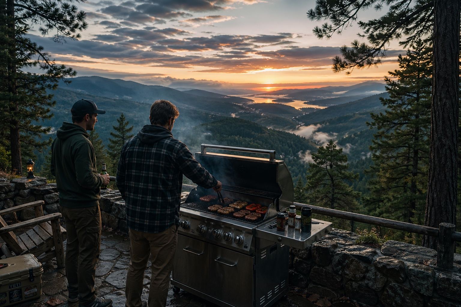 Grilling at sunset