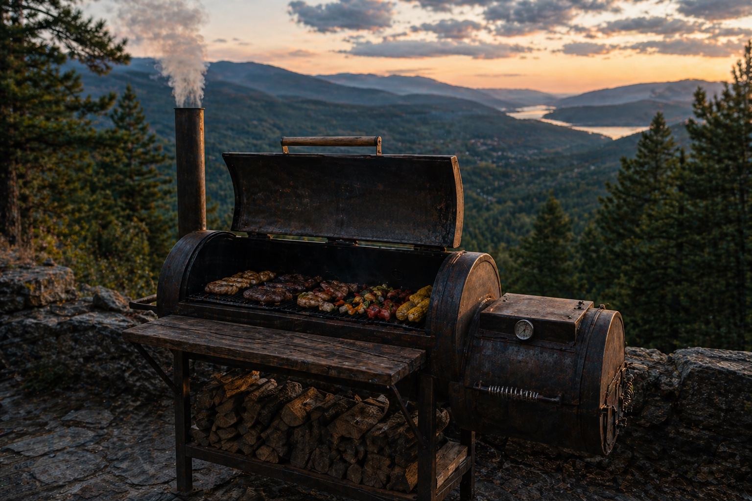 Smoker at sunset